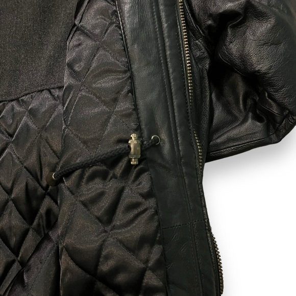 Members Only Leather Coat Long Black Mens Medium Vintage 90s - Picture 10 of 13